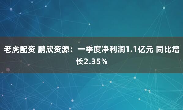 老虎配资 鹏欣资源：一季度净利润1.1亿元 同比增长2.35%